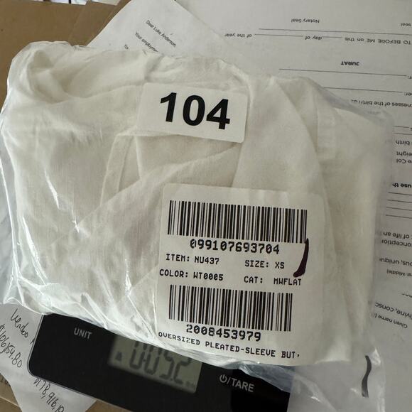 Madewell Oversized Pleated-Sleeve Button-Up Shirt Womens XS White Linen Cotton - Picture 7 of 7